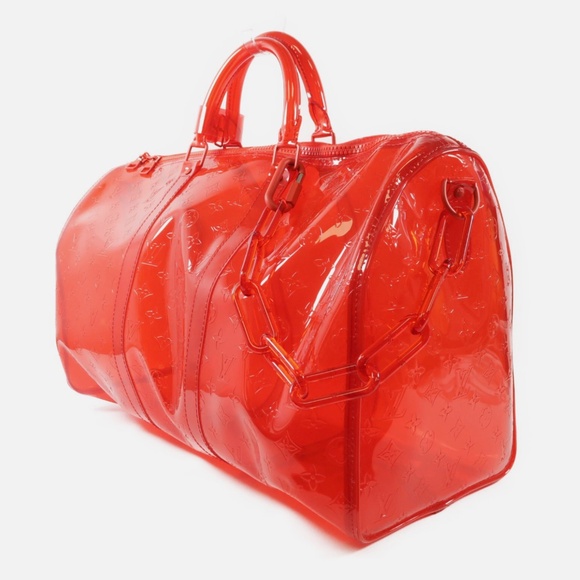 Louis Vuitton x Virgil Abloh Limited Edition Red Monogram PVC Keepall Bandouliér - Picture 3 of 14